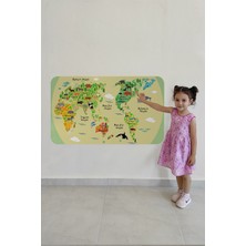 Lila Fil Eğitici Dünya Haritası Dünya Atlası Çocuk ve Bebek Odası Duvar Sticker