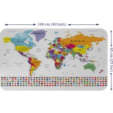 Lila Fil Ülke Bayrak Lı Eğitici Başkent Detaylı Atlası Dünya Haritası Duvar Sticker 