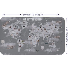 Lila Fil Eğitici Dünya Haritası Dünya Atlası Çocuk ve Bebek Odası Duvar Sticker 