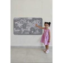 Lila Fil Eğitici Dünya Haritası Dünya Atlası Çocuk ve Bebek Odası Duvar Sticker 