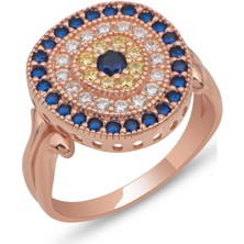 Gumush Gümüş Rose Oval Nazarlı Kadın Yüzük