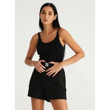Black On Black Lastikli Bel Basic Siyah Kadın Şort K-Rayona