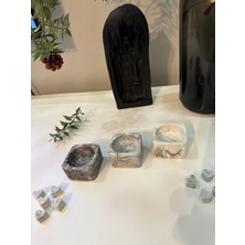 Gamy Crafts Tasarım El Yapımı Kare Beton 3'lü Tealight Mumluk