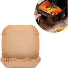 Epazzar 100 Adet Air Fryer Fritöz Pişirme Kağıdı Kare Tepsi Model Hazır Tek Kullanımlık Yağ Geçirmez Kağıt