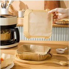 Epazzar 100 Adet Air Fryer Fritöz Pişirme Kağıdı Kare Tepsi Model Hazır Tek Kullanımlık Yağ Geçirmez Kağıt