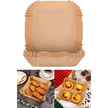Epazzar 100 Adet Air Fryer Fritöz Pişirme Kağıdı Kare Tepsi Model Hazır Tek Kullanımlık Yağ Geçirmez Kağıt