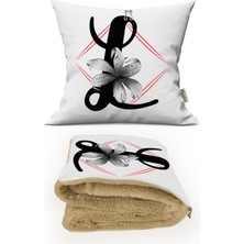 Caisya Home L Harfi Baskılı Kişiye Özel Opsiyonel Battaniyeli Yastık 2 In 1