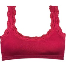 Royaleks Dantel Nakış İşlemeli Pedli Bambu Kadın Büstiyer Bordo