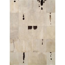 Dericibey Krem Renk Dana Derisi Patchwork Halı 80 x 150 cm
