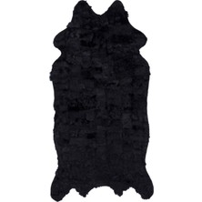 Dericibey Siyah Renk Özel Kesim Doğal Toskana Kürk Halı 80 x 150 cm