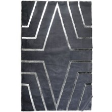 Dericibey Gümüş Varaklı Gri Peluş Halı 80 x 150 cm