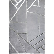 Dericibey Gümüş Varaklı Gri Peluş Halı 140 x 200 cm