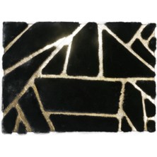 Dericibey Siyah Gold Bordürlü Peluş Halı 80 x 150 cm