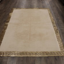 Dericibey Krem Gold Bordürlü Peluş Halı 80 x 150 Cm