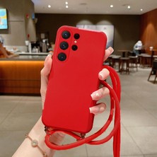 CoverZone Galaxy Note 20 ile Uyumlu Ipli Boyun Askılı Silikon Kılıf Kadife Iç Yüzeyli Epiphany Kılıf Kırmızı