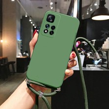 Xiaomi Redmi 9A ile Uyumlu Ipli Boyun Askılı Silikon Kılıf Kadife Iç Yüzeyli Epiphany Kılıf Yeşil