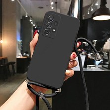 Poco M4 Pro ile Uyumlu Ipli Boyun Askılı Silikon Kılıf Kadife Iç Yüzeyli Epiphany Kılıf Siyah