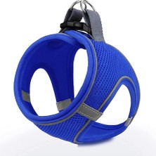 Mita Air Mesh Kedi Köpek Göğüs Tasması Çift Reflektörlü, Terletmeyen Saks Mavisi / Blue