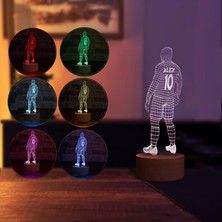 By Lamp Futbolcu LED Masa Lambası Ahşap Taban 7 Farklı Işık Rengi