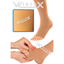 Wibtex Diz Altı Varis Çorabı Burnu Açık (Ten Rengi) Orta Basınç Ccl2(Çift Bacak)