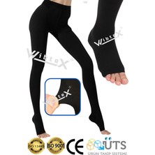 Wibtex Külotlu Varis Çorabı Burnu Açık (Siyah Rengi) Orta Basınç Ccl2(Çift Bacak)
