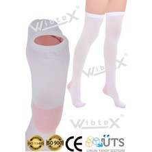 Wibtex Ameliyat Çorabı Diz Üstü Anti-Emboli (Beyaz Renk)(Çift Bacak)