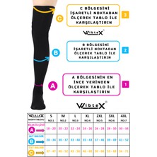 WibteX Diz Üstü Varis Çorabı Burnu Kapalı (Siyah Renk) Orta Basınç Ccl2(Çift Bacak)