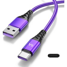 Caichi USB C USB C 66W Hızlı Şarj Kablosu Type Şarj Kablosu Telefon Tabletleri - Mor (Yurt Dışından)