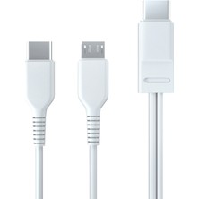 Caichi 2'si 1 Arada Mikro USB C Kablo Mobilephone Şarj Cihazı Ayrıştırıcı Tel - Beyaz (Yurt Dışından)