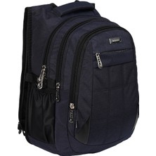 Relaxion Lacivert Suya Dayanıklı Destekli Yarasa Sırt Yapılı Laptop Bölmeli Günlük Okul Sırt Çantası