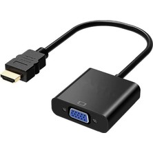 Enfein HDMI To VGA Dönüştürücü Aux Ses Bağlantı Kablolu ENF-11210 Çevirici Adaptör (Siyah)