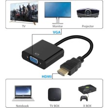 Enfein HDMI To VGA Dönüştürücü Aux Ses Bağlantı Kablolu ENF-11210 Çevirici Adaptör (Siyah)