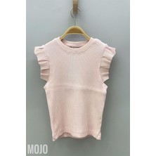 Cuties Kız Çocuk Fırfırlı Kaşkorse Kol Detaylı Bluz 3292 Pudra