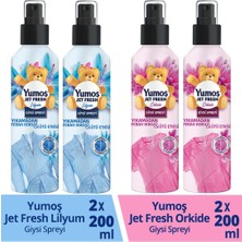 Yumoş Jet Fresh Giysi Spreyi Lilyum 200 ml 2 Adet+ Orkide 200 ml 2 Adet