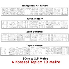 PopŞeker Çöz Çiz Boya Kes Dev Boyama Kağıdı 4 Konsept Boyama Rulosu Büyük Boy Toplam 10 Metre Uzunluk