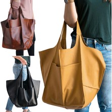 Yingxinfeng Store Kadın Büyük Pu Deri Satchel El Çantası Iş Tote Omuz Çantaları Çanta Çanta Yumuşak Crossbody Büyük Boy Çanta (Yurt Dışından)