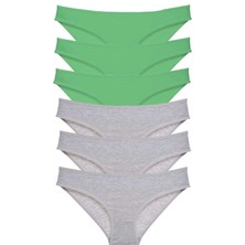 Royaleks 6 adet Süper Eko Set Likralı Kadın Slip Külot Yeşil Gri