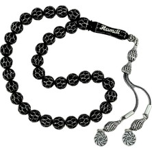 AbbasShop Gümüş Plakadan Isim Yazılı Özel Petek Işlemeli Hakiki Erzurum Oltu Taşı Tesbih