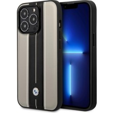 Bmw Apple iPhone 14 Pro  Imza Serisi Pu Deri Kılıf BMHCP14L22RVSE - Krem/siyah