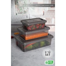 Aes Home Infinity Çok Amaçlı Kilitli Saklama Kabı Antrasit 1.5 Lt x 1 Adet - 3 Lt x 1 Adet -6 Lt x 1 Adet(3 'lü Set)