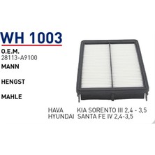 Wunder Fıltre Hava (Kia Sorento Iıı- Hyundai Santa Fe Iv 2,4-3,5 Hava Filtresi)