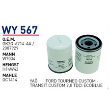 Wunder Yağ Filtresi (Ford Tourneo Custom - Transit Custom 2,0 Tdcı Ecoblue)