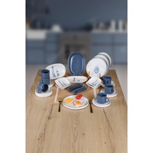 Keramika Buket'in Evi Blue Magic Kaktüs 6 Kişilik 27 Parça Kahvaltı Takımı