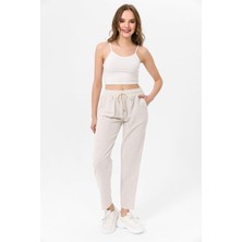 Şimal Kadın Beli Lastikli Keten Pantolon