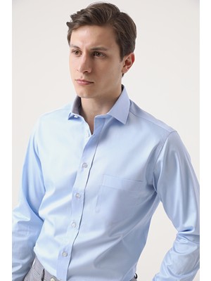 D'S Damat Regular Fit Mavi Düz Gömlek 0HE02SG00289M