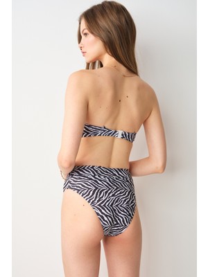 No Gossip Angela High Leg Bikini Tek Alt Zebra 239203-D