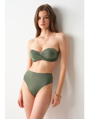 No Gossip Angela High Leg Bikini Tek Alt Haki 239203