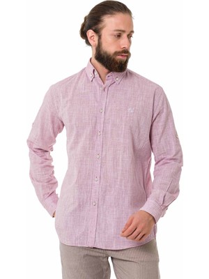 CH199 Bordo Keten Yazlık Regular Gömlek