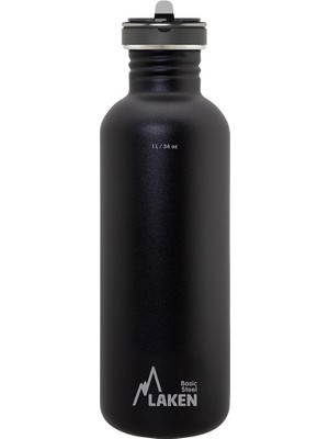 Laken Çelik Basıc Şişe 1l Black –flow Kapak  -  LKBSF100NE