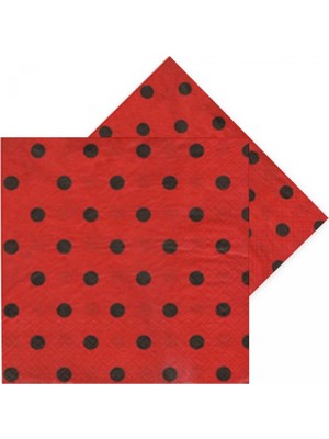 Kidspartim Siyah Puantiyeli Kırmızı Peçete